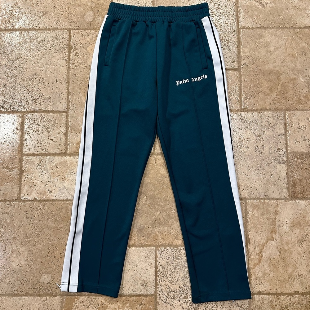 Palm Angels Forest Green Striped Track Pants